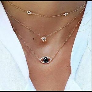 Fashion Multilayer Star Evil Eye Pendant Necklace